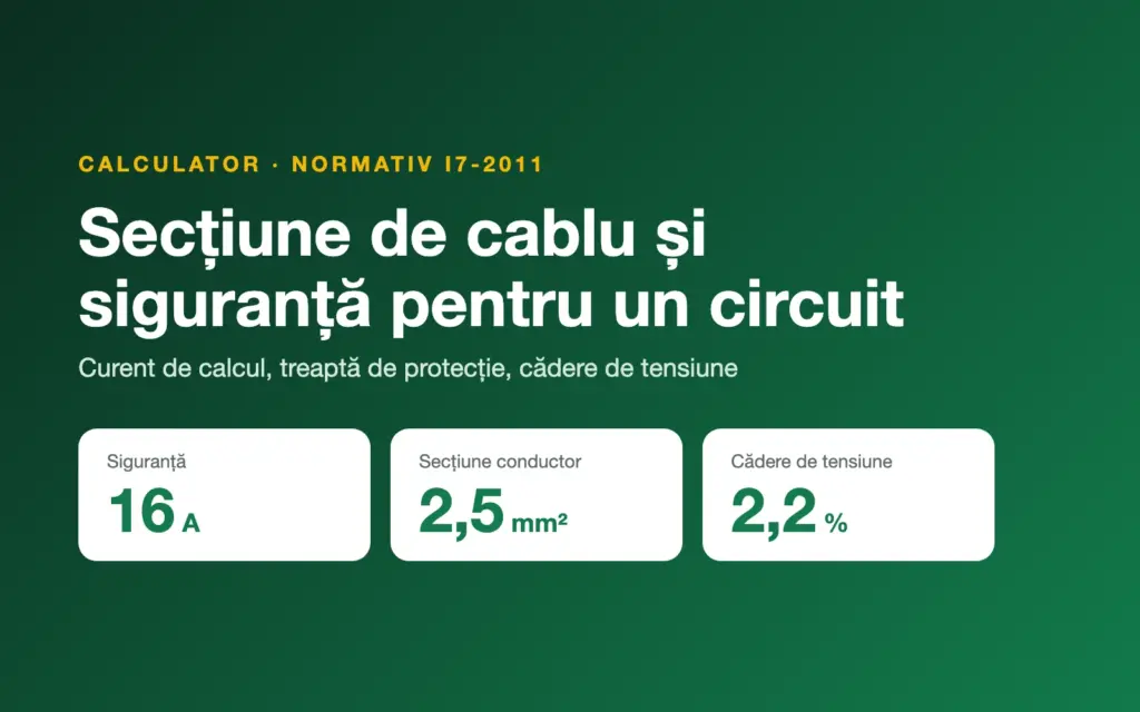 Calculator de secțiune de cablu și siguranță după Normativul I7-2011